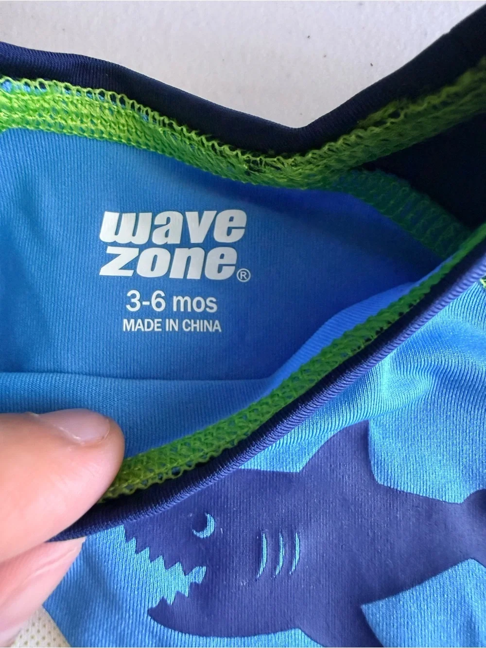 Wave Zone Kids Blue Shark Rash Guard Swim Shirt. Size 3-6 Months